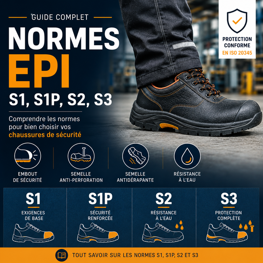 Normes EPI S1, S1P, S2, S3 : le guide complet pour bien choisir ses chaussures de sécurité Normes EPI S1, S1P, S2, S3 : le guide complet pour bien choisir ses chaussures de sécurité