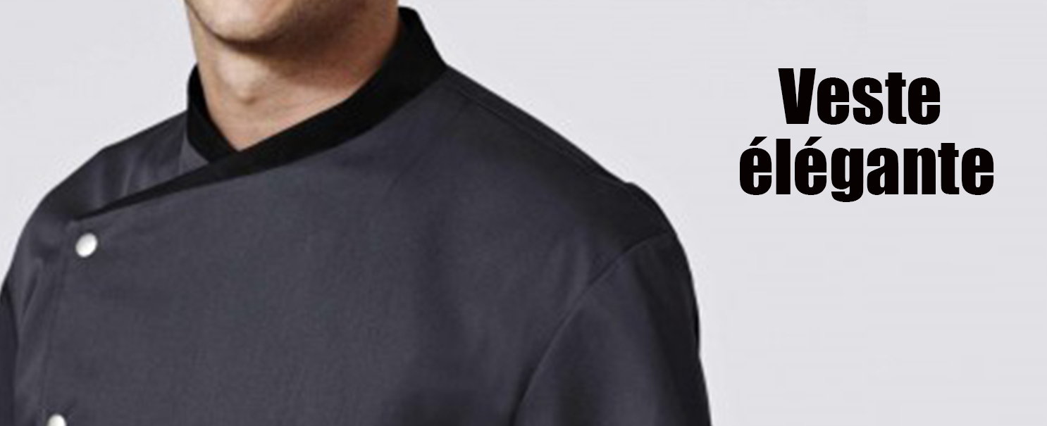 Veste de cuisine gris foncé noir bragard