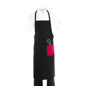 Tablier à bavette avec bande fushia sur la poche charly