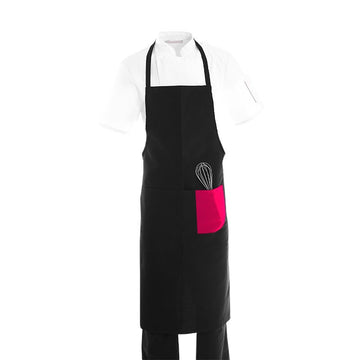 Tablier a bavette et bande couleur fuschia pour cuisinier