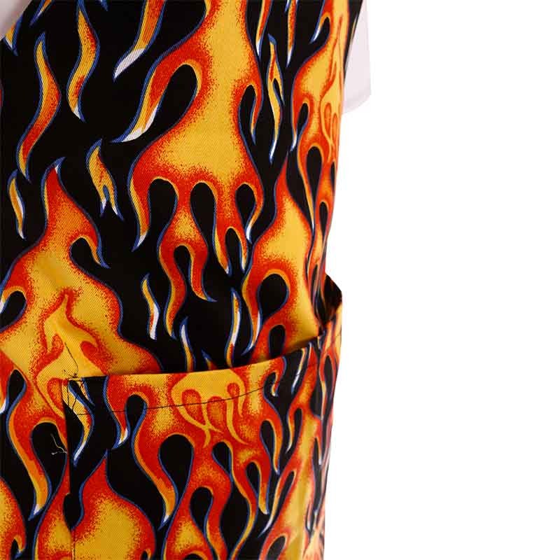 Tablier a bavette motif flamme a double poche centrale