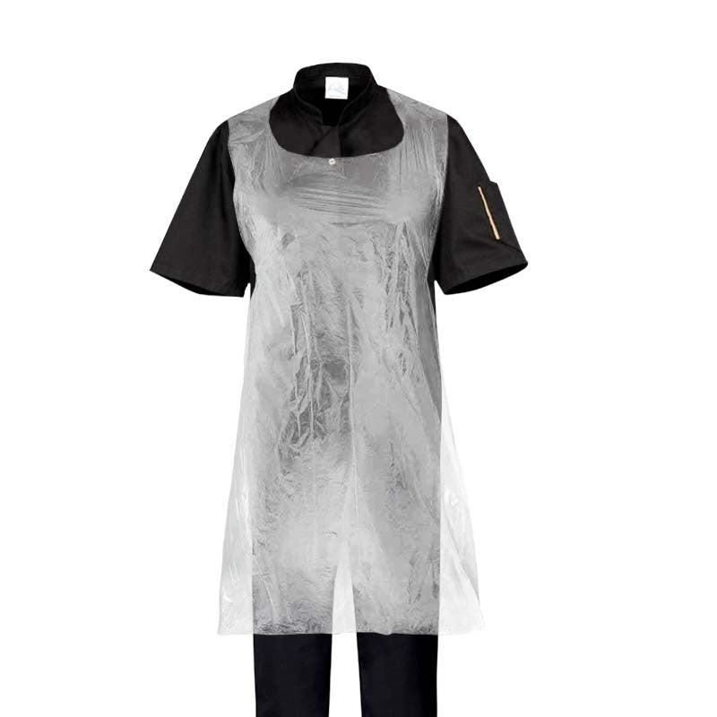 tablier de cuisine jetable blanc en polyethylene