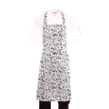 Tablier de cuisine a bavette motif patisserie