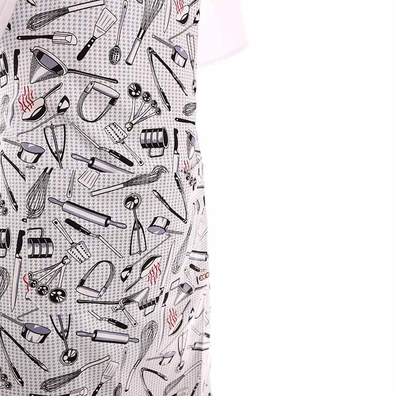 Tablier a bavette motif patissier avec 2 poches centrales