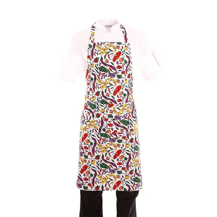 Tablier a bavette motif piment