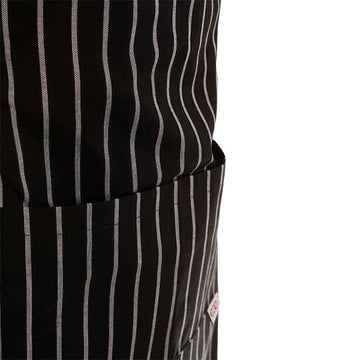 Tablier de cuisine a bavette rayé noir et blanc à double poche