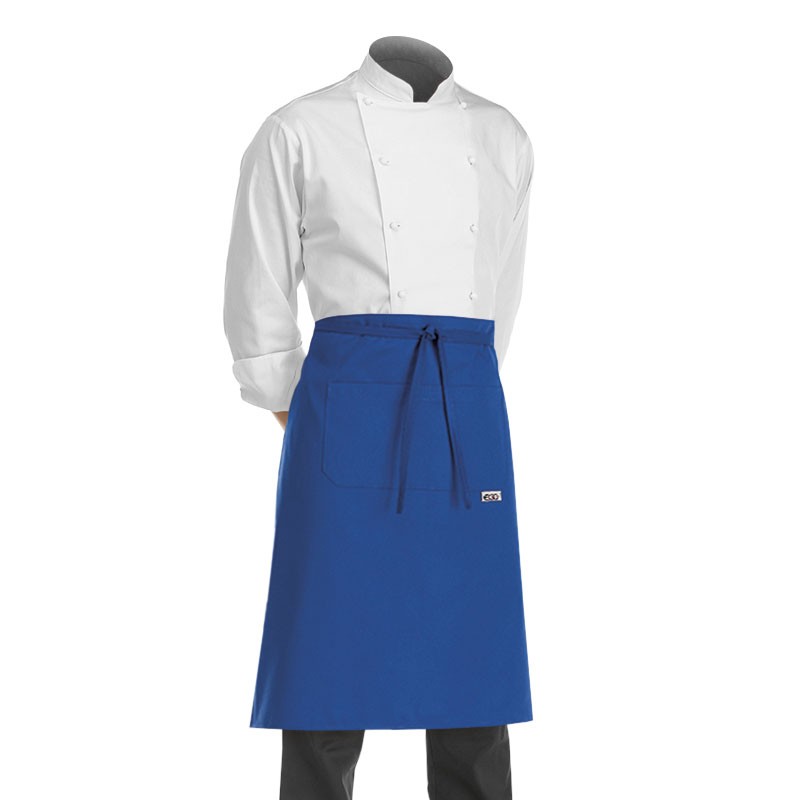 tablier de cuisine demi chef bleu royal (hauteur 70cm x largeur 70cm)