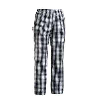Pantalon de Cuisine motif Carreaux Noirs écossais pour homme et femme
