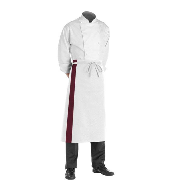 Tablier blanc long 90 cm Manelli bande rouge