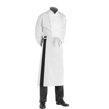 Tablier blanc bande noire - 90cm