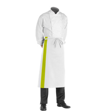 Tablier blanc bande Anis 90cm Manelli