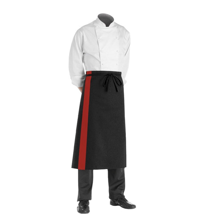 Tablier de patissier noir avec bande rouge