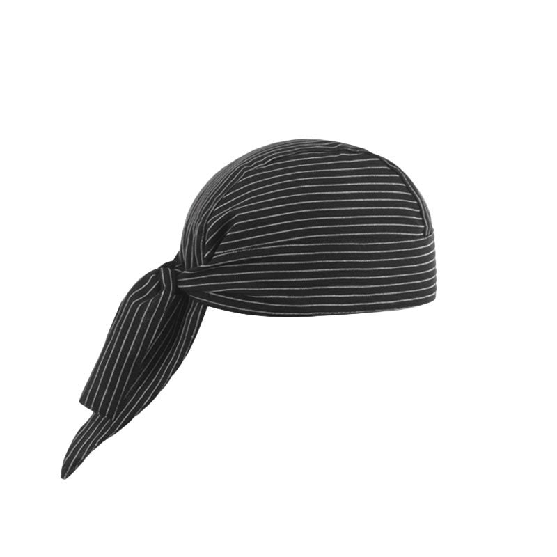 BANDANA DE CUISINE noir fines rayures blanches