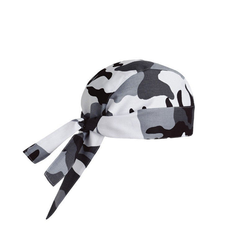 Bandana de cuisine blanc motif camouflage