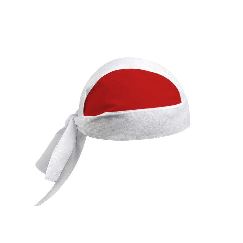 bandana de cuisinier bicolore blanc et rouge