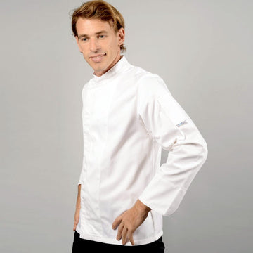 Veste de cuisine grande taille blanche boutons pressions cachés
