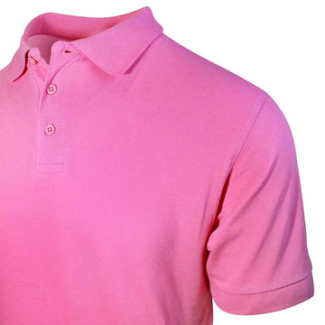 Polo homme de couleur unie rose à manches courtes et détail col ouvert