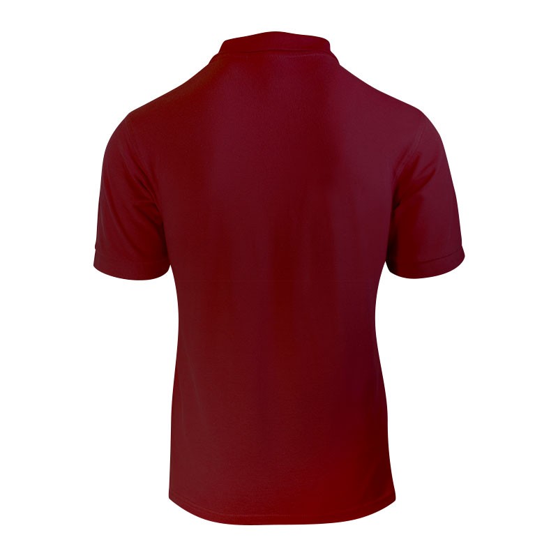 Polo homme de couleur bordeaux vue de dos et à manches courtes