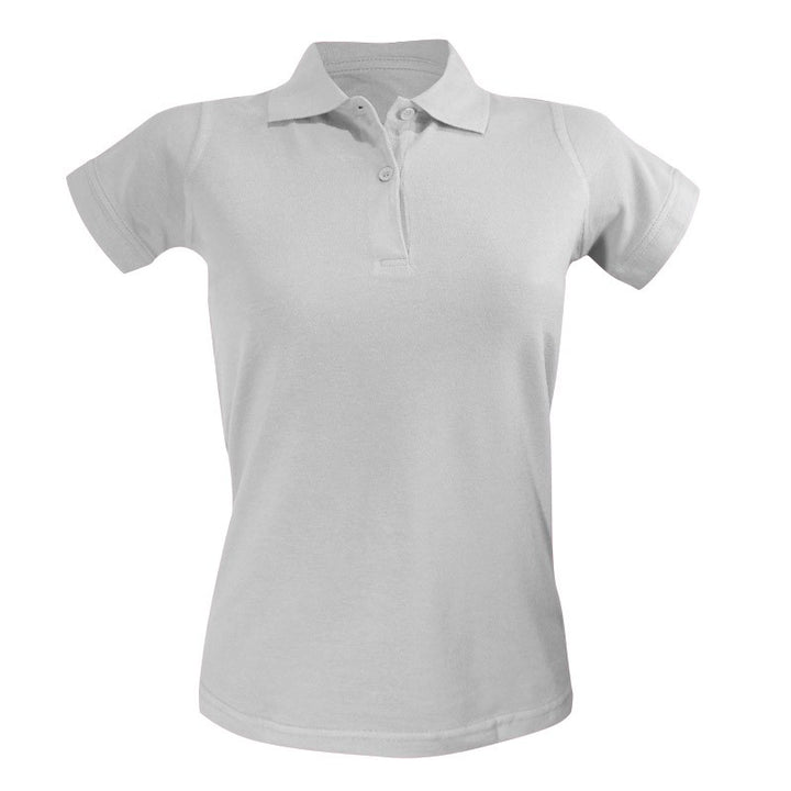 Polo femme gris chiné à manches courtes style serveuse