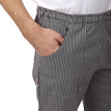 Pantalon de Cuisine Carreaux Noirs hommes Poche confort