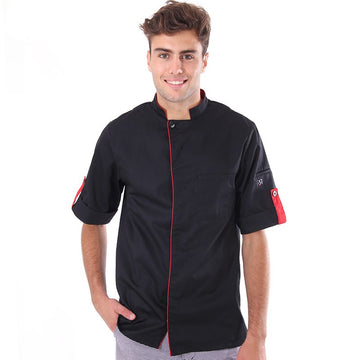 Veste de boucher noire liseré rouge Robur poche poitrine
