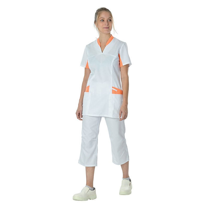 Pantacourt blanc esthéticienne Julia marque Lafont