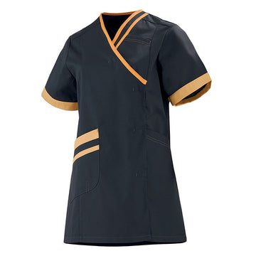 Blouse esthéticienne noire et orange Lafont