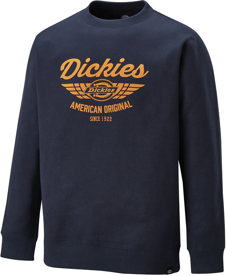 Sweatshirt de Travail Everett Dickies Bleu foncé sérigraphie orange