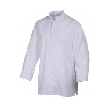 Veste de cuisine Stani, blanche, bouton à attacher, facile d'entretien