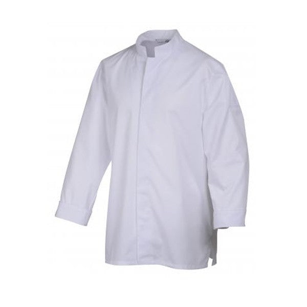 Veste de cuisine Stani, blanche, bouton à attacher, facile d'entretien