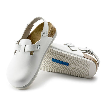 Sabot de Travail Tokio Cuir Blanc avec semelle antidérapante - BIRKENSTOCK