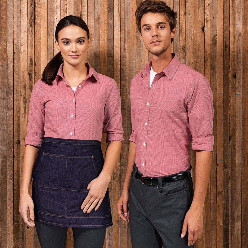 Chemise De Serveur Homme À Carreaux Rouge "Vichy" - TOPTEX