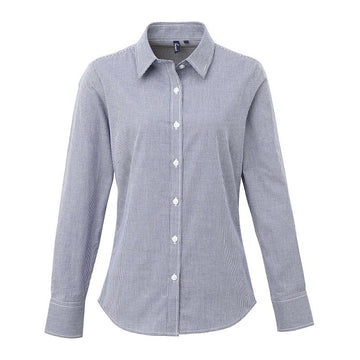 Chemise De Serveuse Femme À Carreaux Bleu Marine "Vichy" - TOPTEX