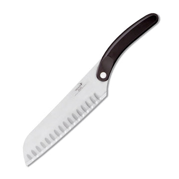 COUTEAU de Cuisine Santoku Prémium - 18 cm alvéolé bois pressé - Deglon