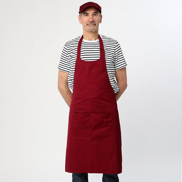 Tablier à bavette bordeaux - MANELLI