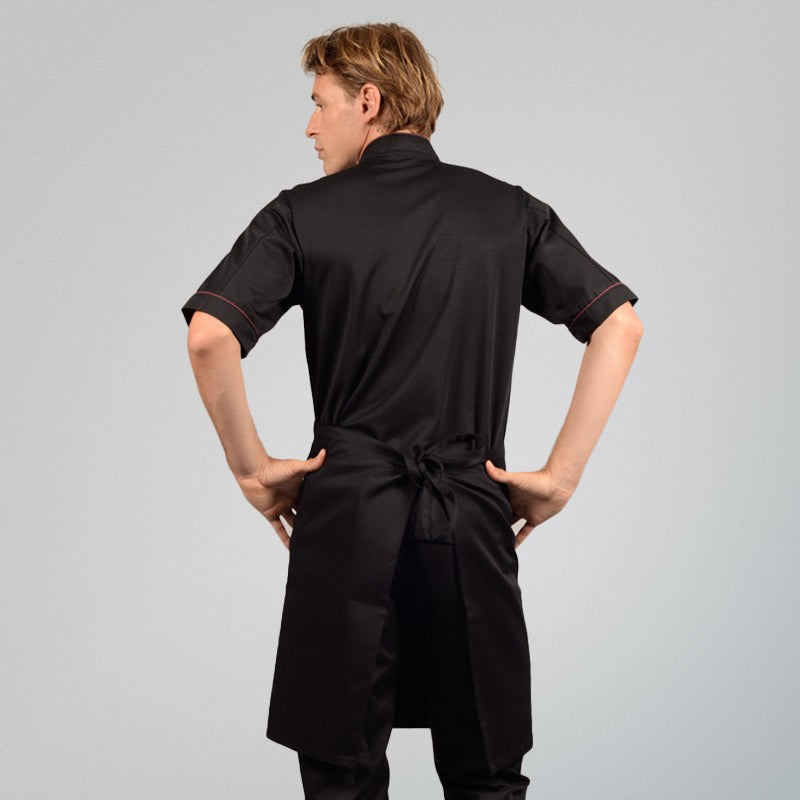 Tablier Demi Chef Noir Lien à nouer dans le dos Manelli