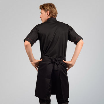 Tablier Demi Chef Noir Lien à nouer dans le dos Manelli