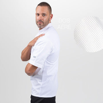 Veste de Boulanger Blanche Manches Courtes Dos Aéré