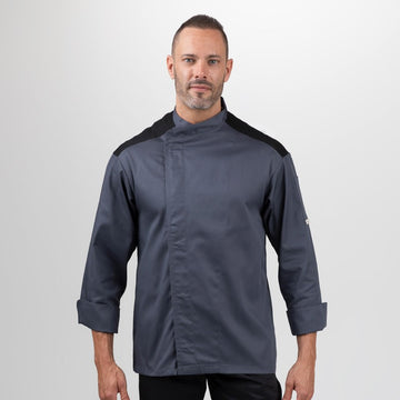 Veste de cuisine grise épaule noire Grande taille - MANELLI