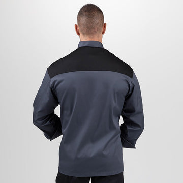 Veste de cuisine grise épaule noire Grande taille - MANELLI