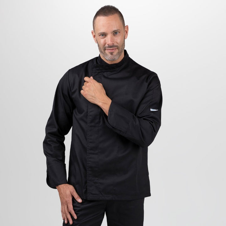 Veste de Cuisine Noire Manches Longues déstockage  - MANELLI
