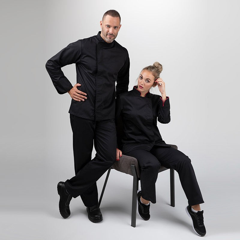 Veste de Cuisine Noire Manches Longues déstockage  - MANELLI