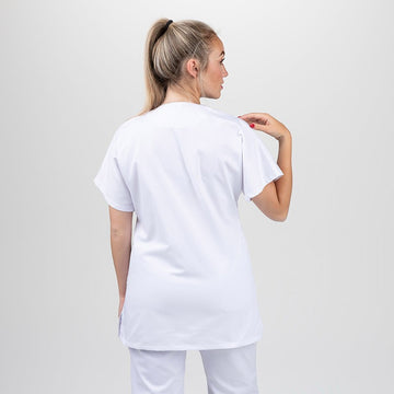 Blouse Médicale Blanche Asymétrique Femme Grande Taille - MANELLI