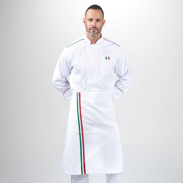 Tablier de Cuisine Demi-Chef Napoli Blanc - MANELLI