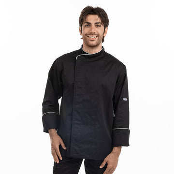 Veste de Cuisine Noire liseré Blanc - MANELLI
