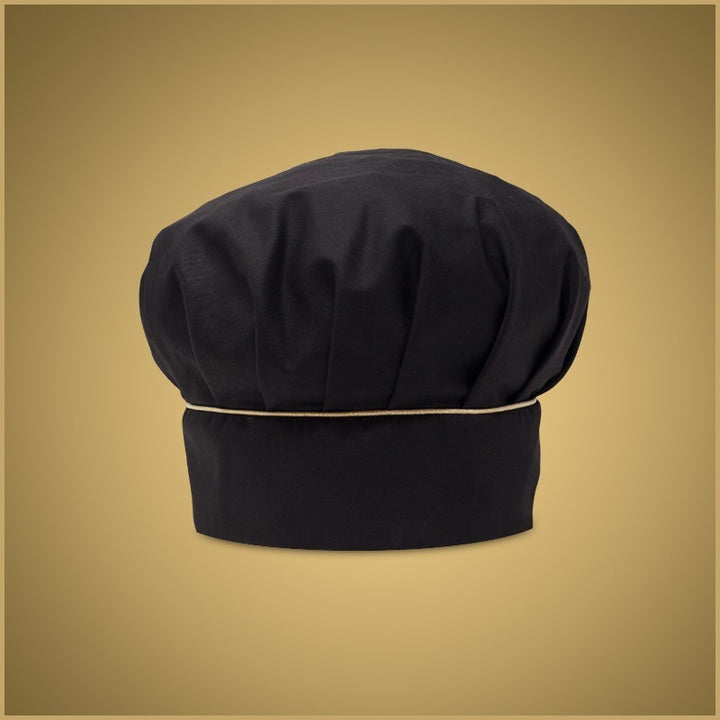 Toque de cuisine noire liseré or Manelli Noêl