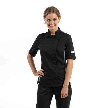 Veste de cuisine noire liseré blanc Manelli