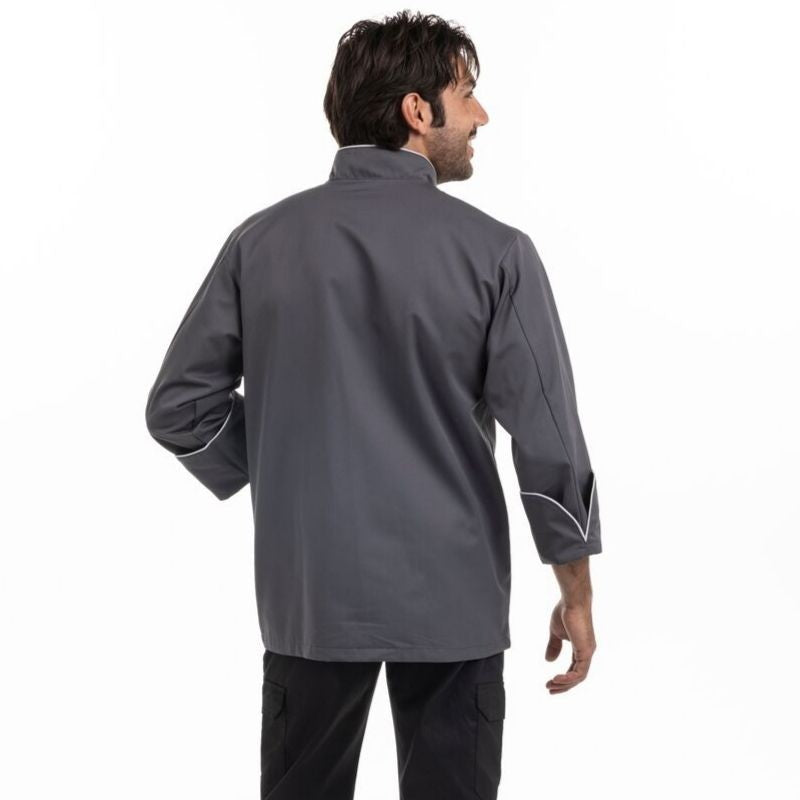 Veste de cuisine grise liseré gris clair destockage - MANELLI