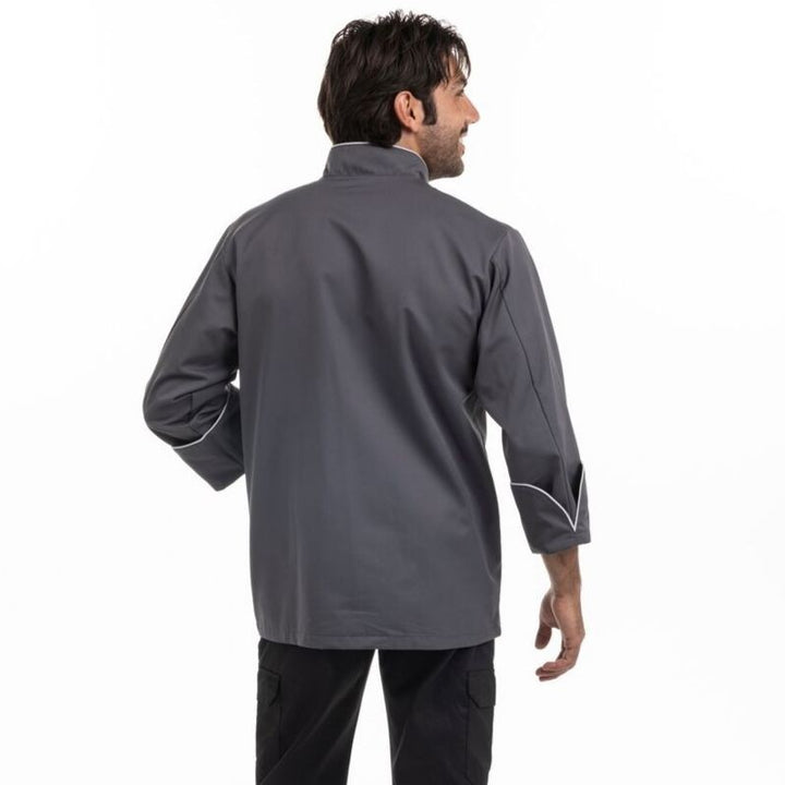 Veste de cuisine grise liseré gris clair destockage - MANELLI