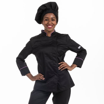 Veste de cuisine femme liseré lilas - MC - MANELLI